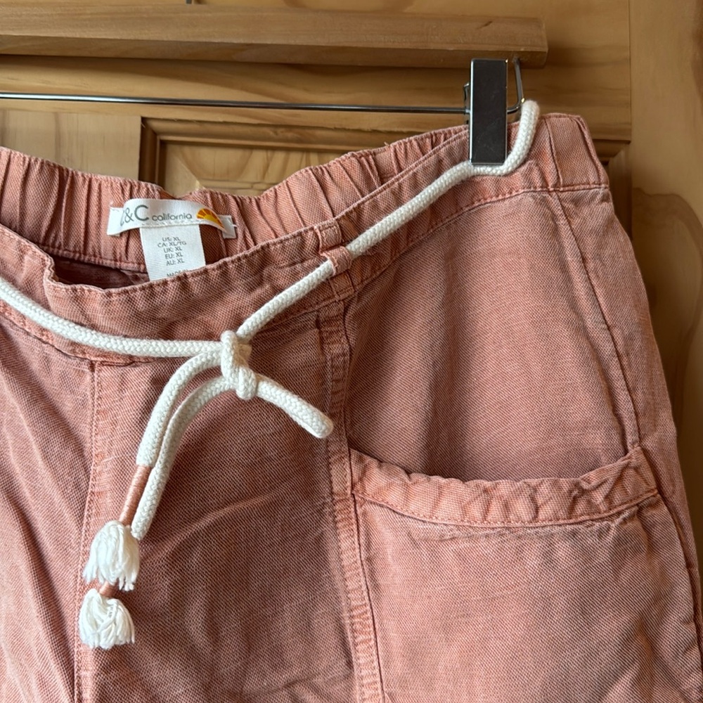 Dusty Rose, linen pants, drawstring, C & C California
